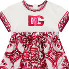 طقم فستان بشعار ماجوليكا باللون العاجي والزهري , 1, hi-res