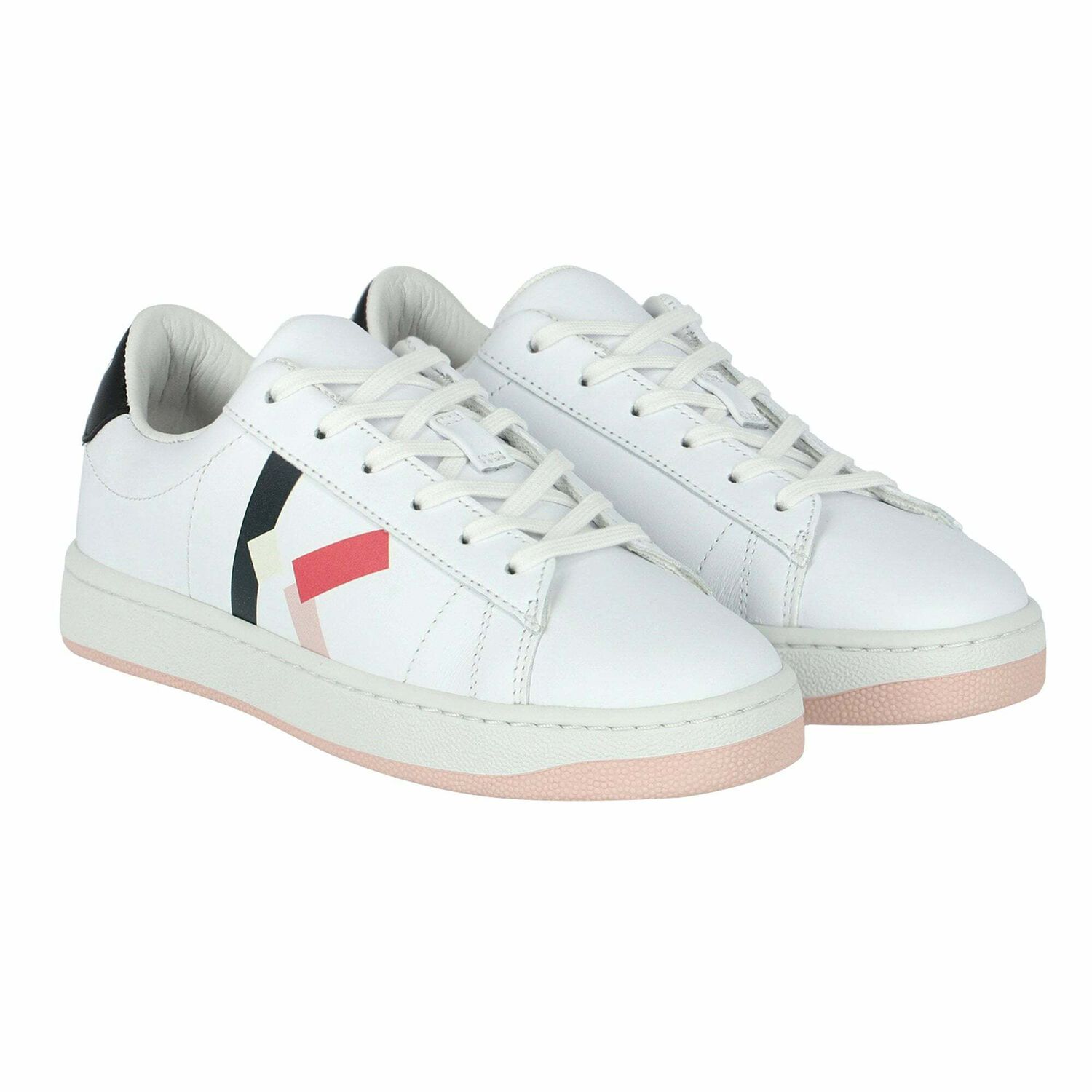 Girls White Leather Logo Trainers, 1, hi-res image number null