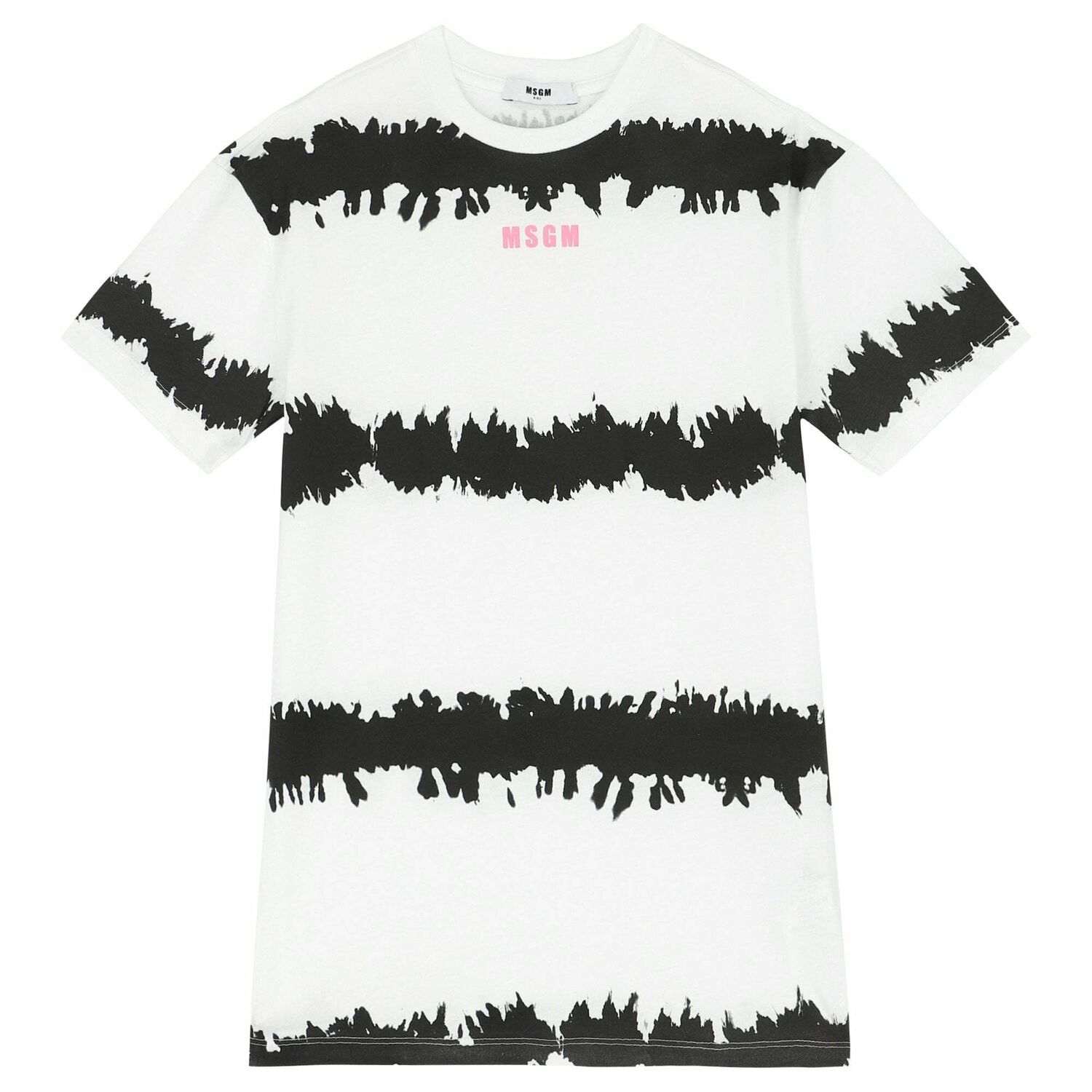 فستان تيشيرت بالشعار باللون الابيض للبنات, 1, hi-res