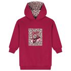 Girls Burgundy Embellished Cherry Hooded Sweatshirt Dress, 2, hi-res