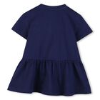 Younger Girls Navy Blue Tiger Logo Dress, 1, hi-res