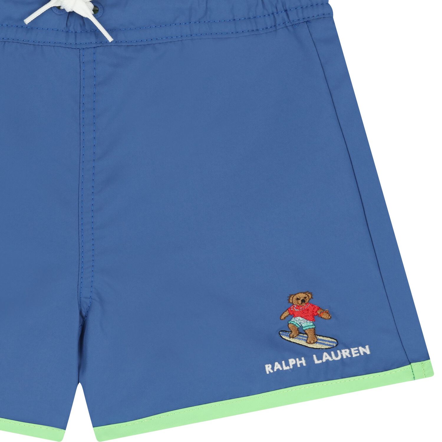 Boys Blue Polo Bear Swim Shorts, 1, hi-res