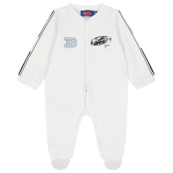 Baby Boys White Logo Babygrow