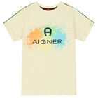 تيشترت بالشعار باللون العاجي للأولاد, 2, hi-res