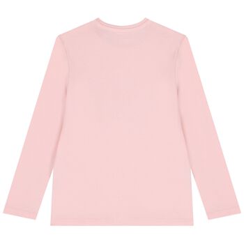 Girls Pink Logo Long Sleeve Top