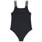 Girls Black Logo Swimsuit, 1, hi-res
