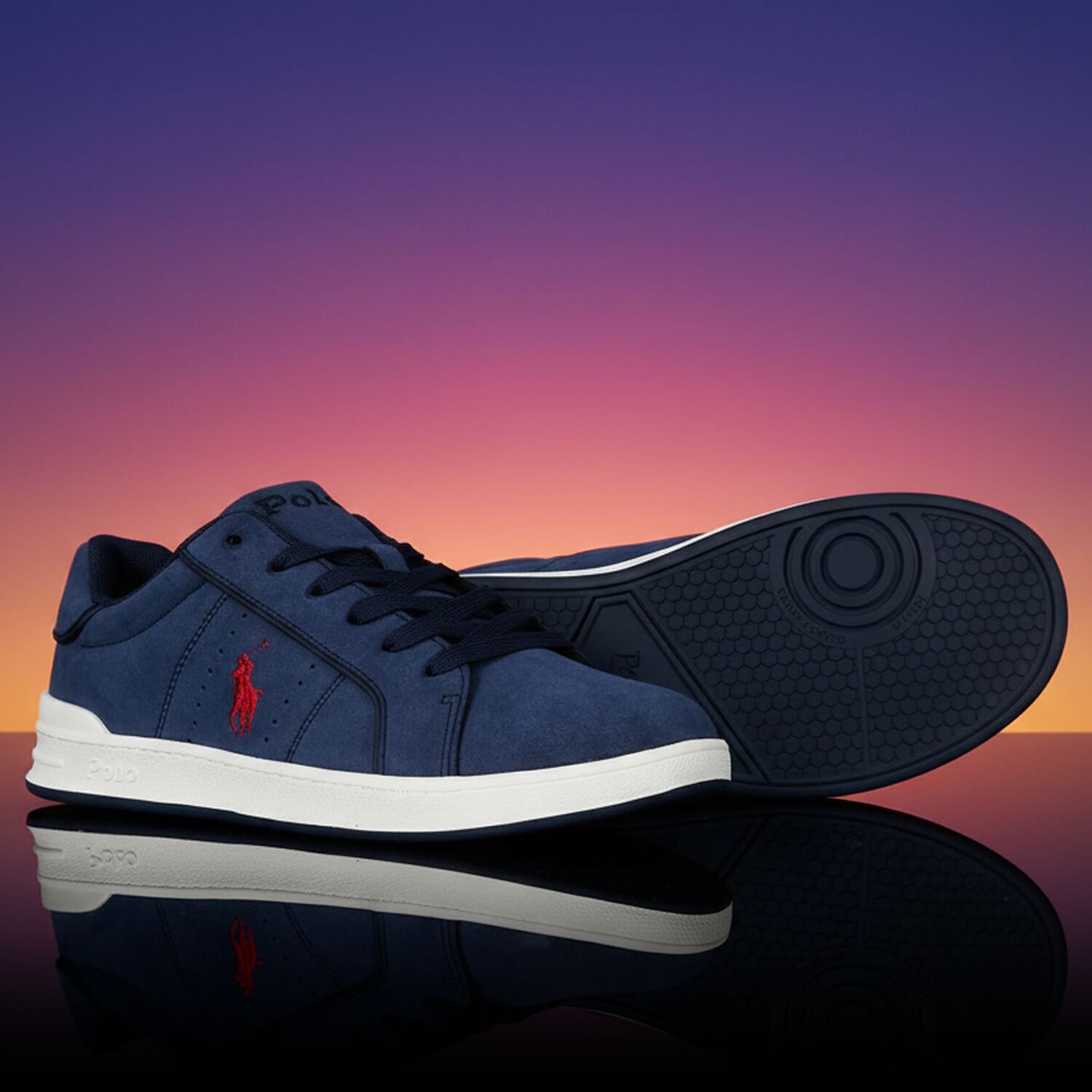Boys Navy Blue Logo Trainers, 1, hi-res
