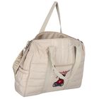 Beige Teddy Bear Logo Quilted Baby Changing Bag, 1, hi-res