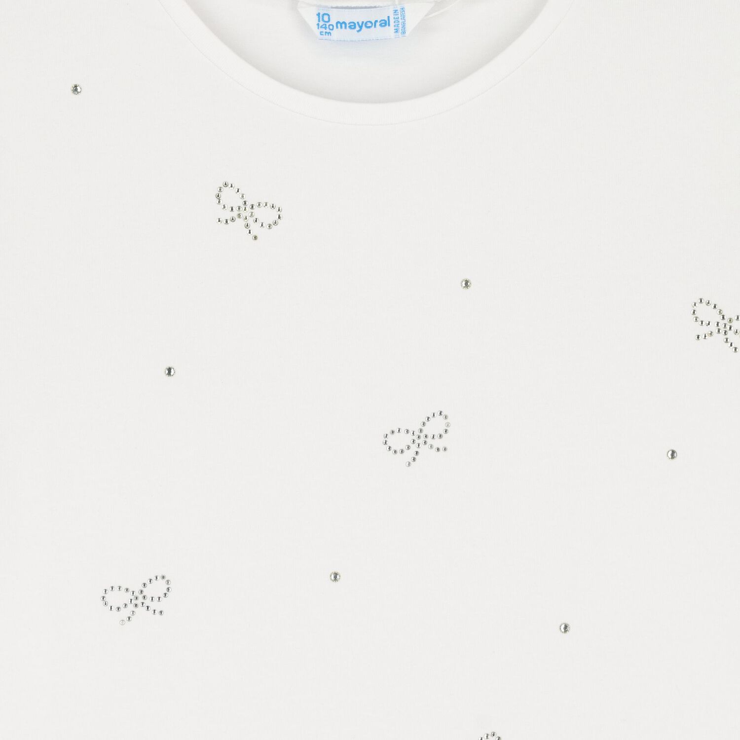 Girls White Bow T-Shirt, 2, hi-res