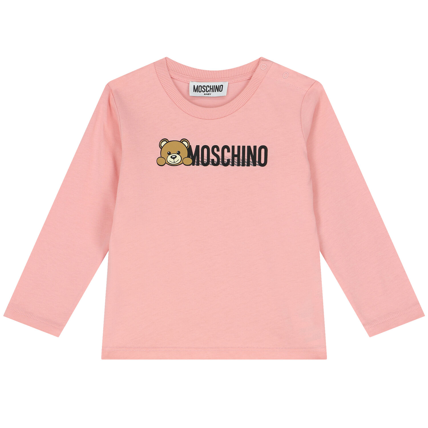 Pink Teddy Bear Logo Long Sleeve Top, 1, hi-res