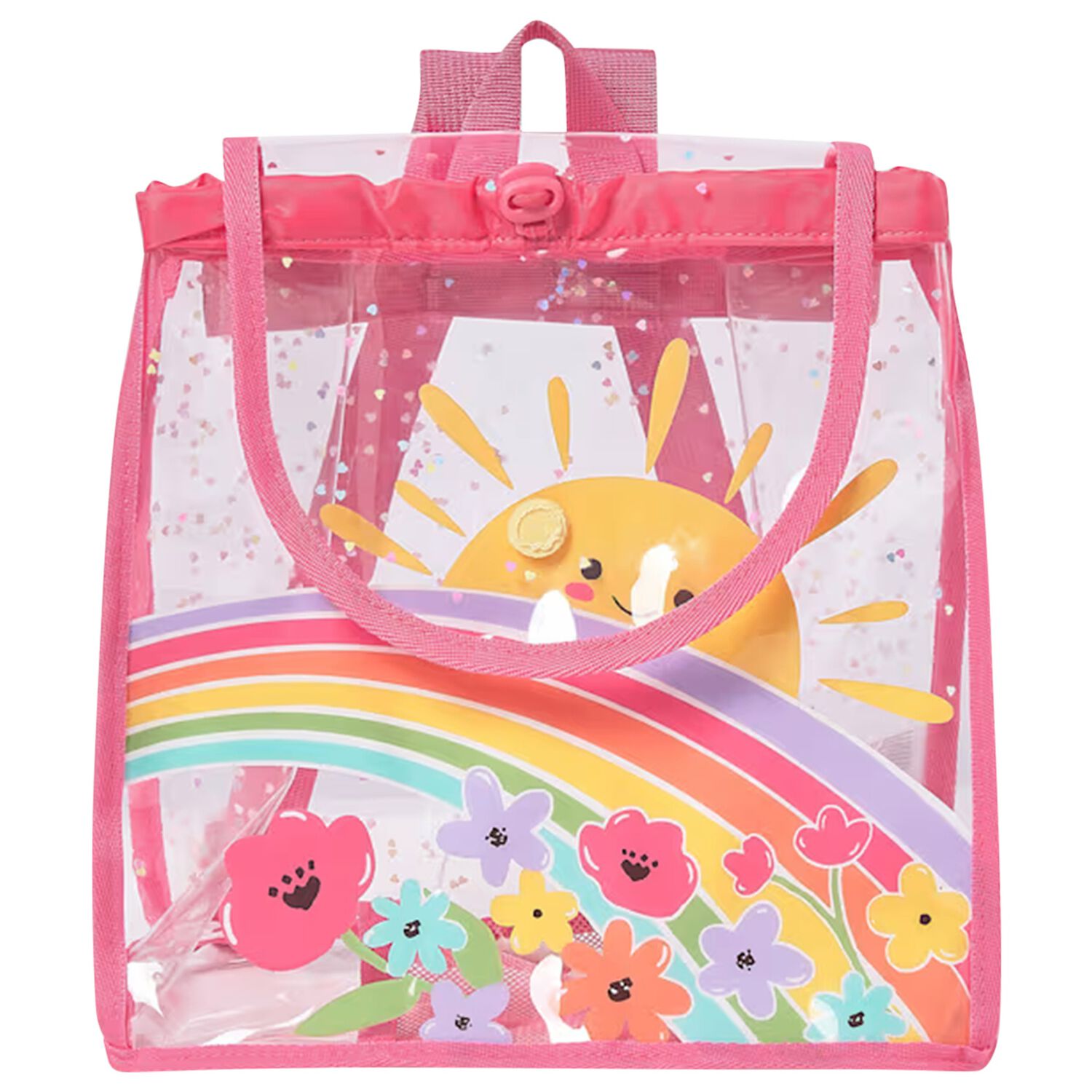 Girls Pink Transparent Backpack, 1, hi-res