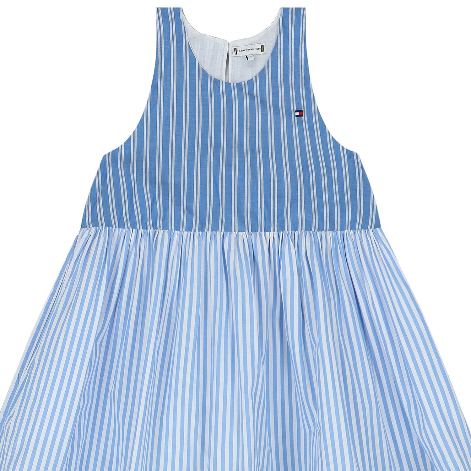 Girls Blue Striped Dress, 1, hi-res