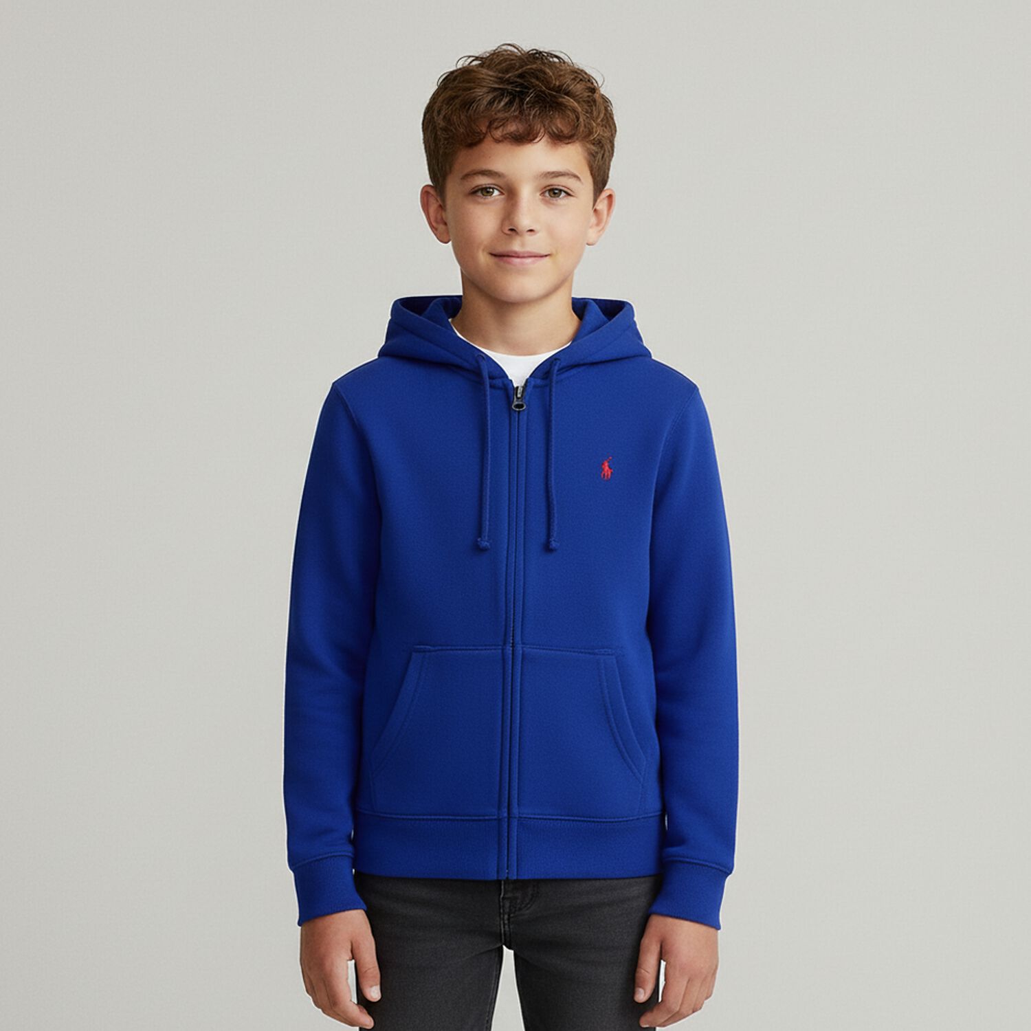 Boys Blue Logo Zip Up Top, 1, hi-res