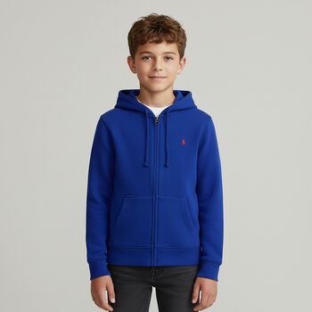 Boys Blue Logo Zip Up Top