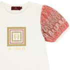 Girls Ivory Logo Dress, 2, hi-res