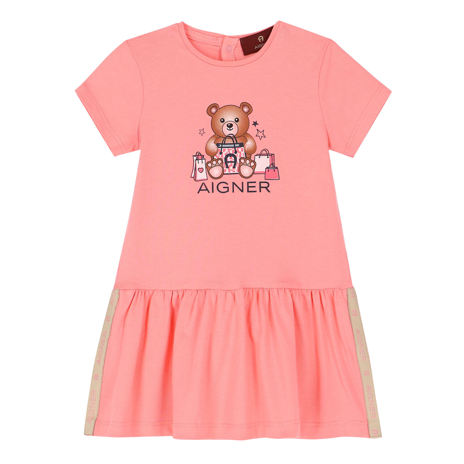 Younger Girls Pink Logo Dress, 2, hi-res
