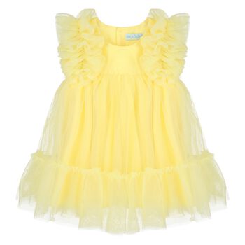 Younger Girls Yellow Ruffled Tulle Dress