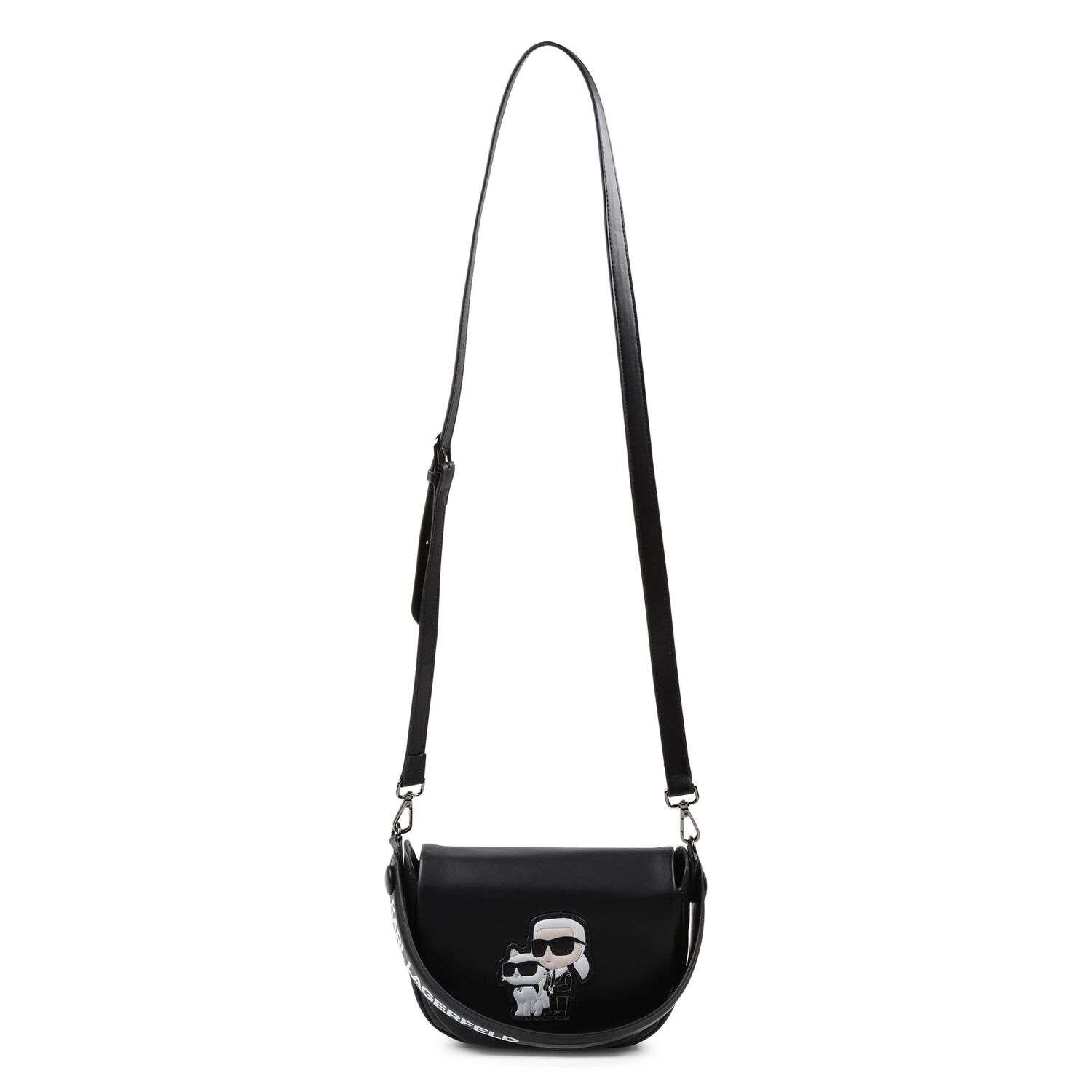 Girls Black Ikonik Mini-Me Logo Handbag, 1, hi-res
