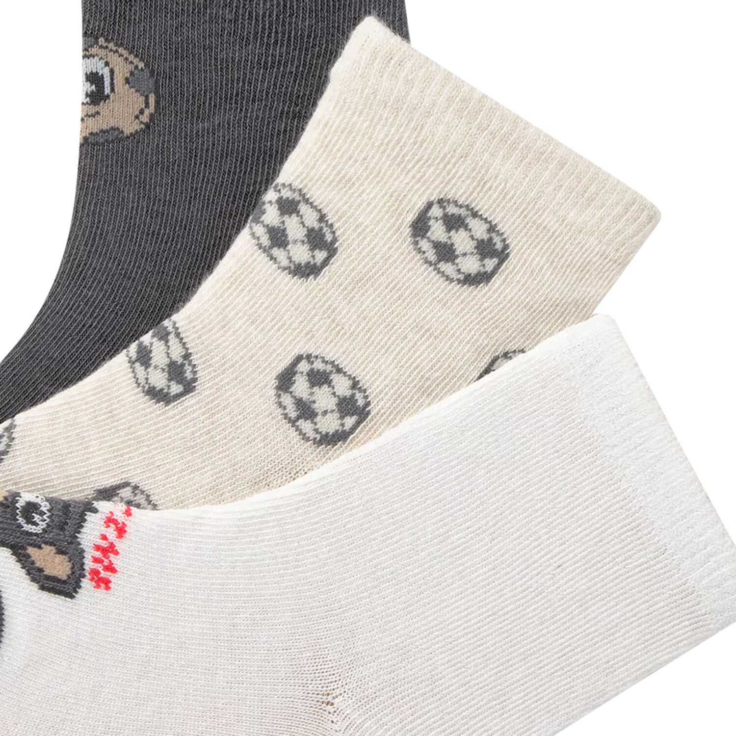 Younger Boys Grey & Beige Socks ( 3-Pack ) , 2, hi-res