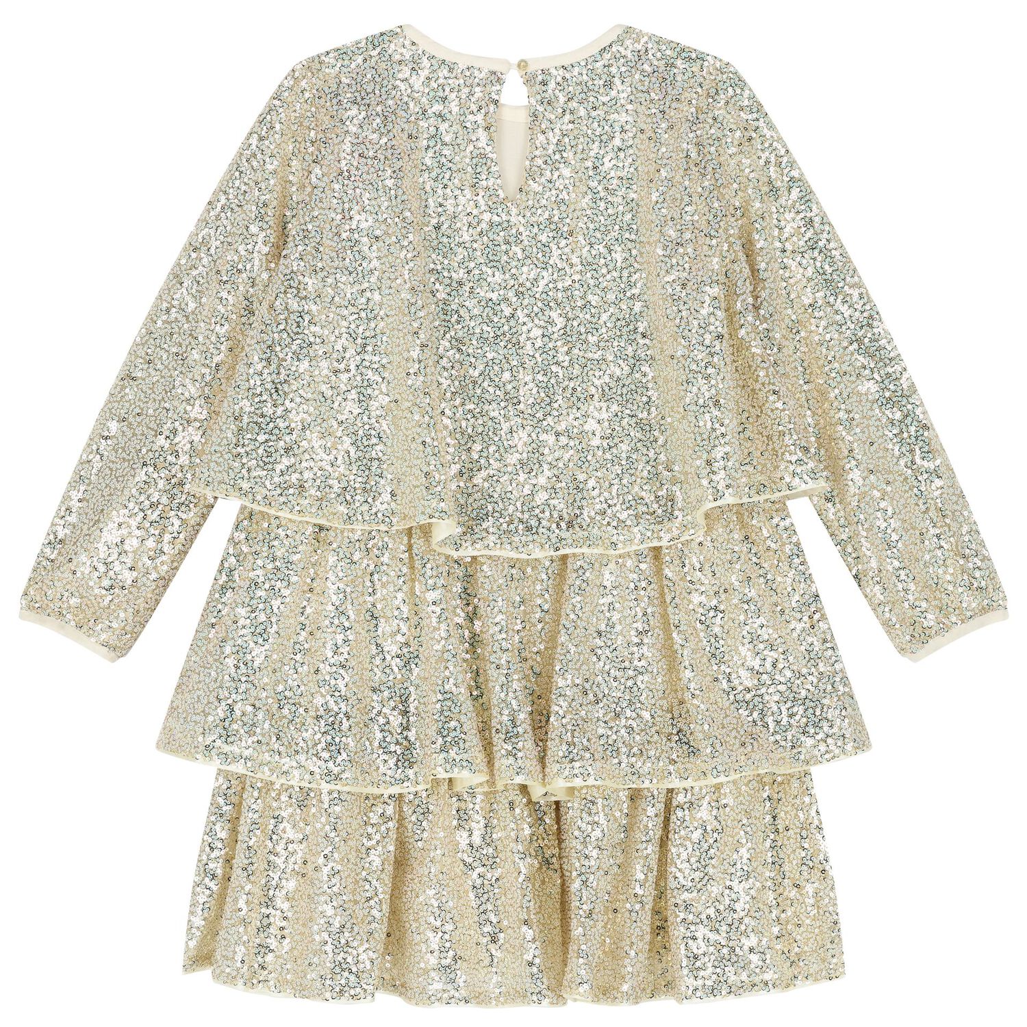 فستان تل بنات بالترتر باللون الذهبي , 1, hi-res image number null