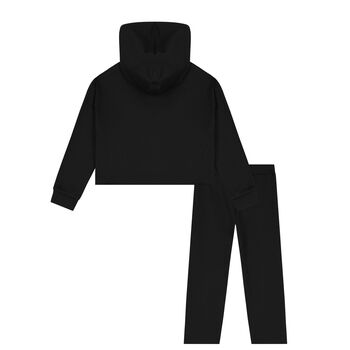 Girls Black Hooded Tracksuit