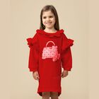 Girls Red Logo Bag Ruffled Dress, 1, hi-res