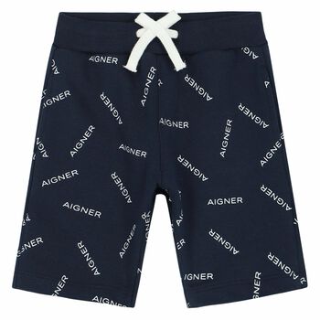 Younger Boys Navy Logo Shorts