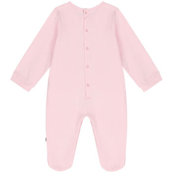 Baby Girls Pink Pima Cotton Logo Babygrow