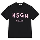 Girls Black Logo T-Shirt, 4, hi-res