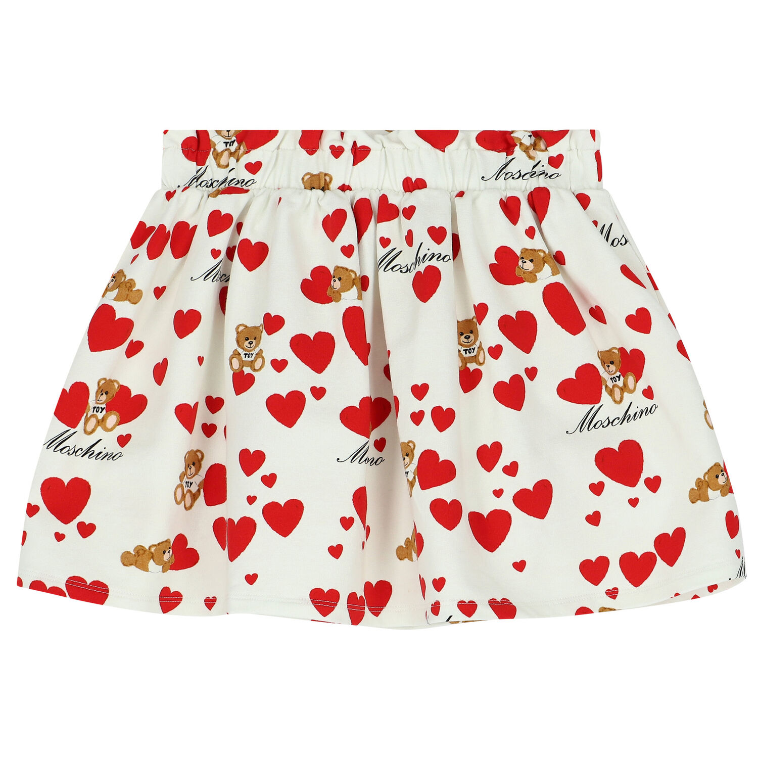 Girls Ivory Teddy Bear & Heart Dress, 2, hi-res