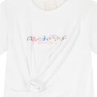 Girls White Logo Floral Dress, 1, hi-res