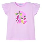 Girls Purple Cotton Graphic T-Shirt, 2, hi-res