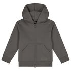Beige Logo Hooded Zip Up Top, 4, hi-res