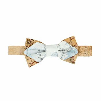 Younger Boys Blue & Beige Geo Map Bow Tie