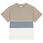 طقم شورت أولاد باللون الأبيض والبيج, 1, hi-res