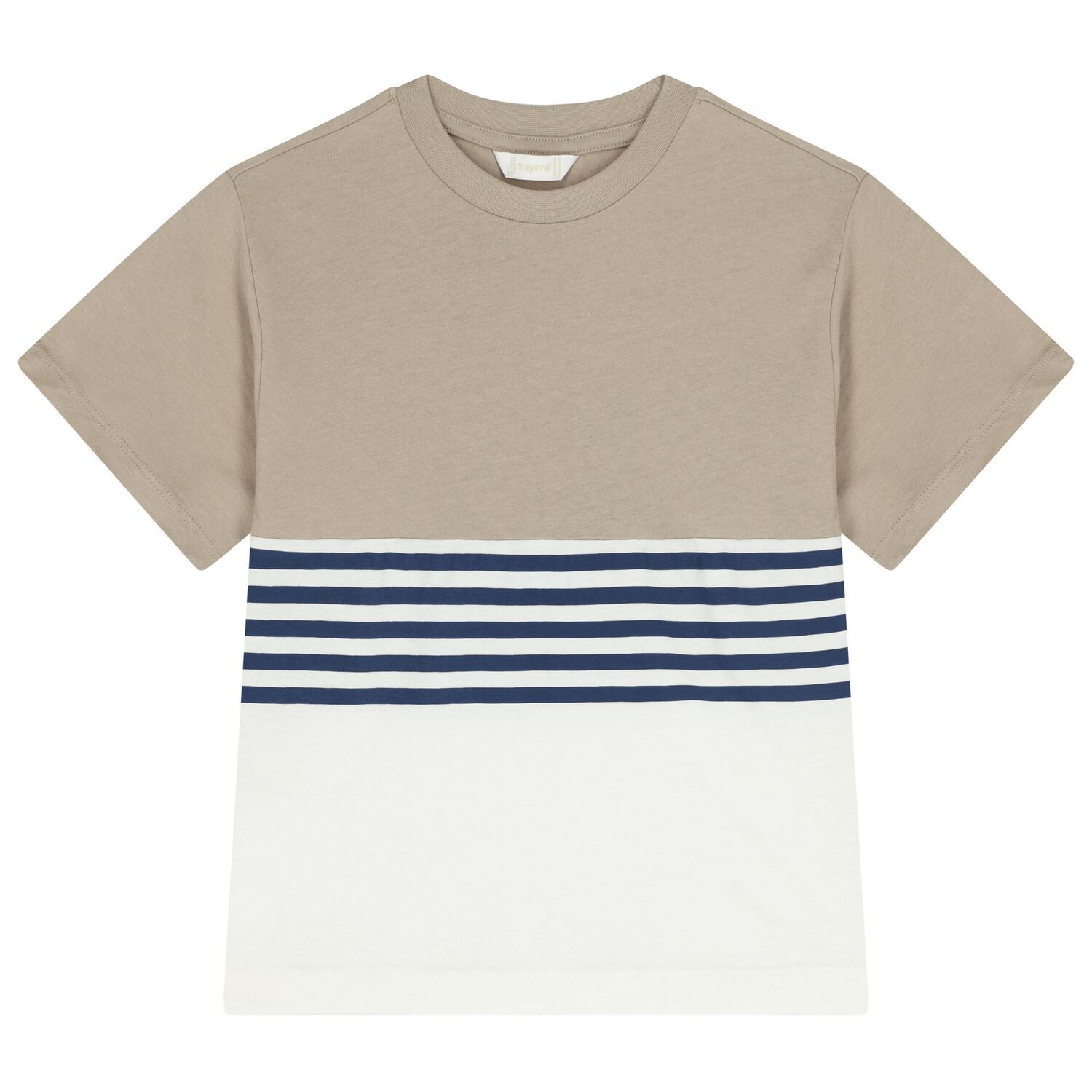 طقم شورت أولاد باللون الأبيض والبيج, 1, hi-res