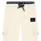 Younger Boys Beige Logo Joggers, 2, hi-res