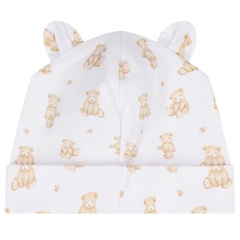White & Beige Teddy Bear Time Baby Hat