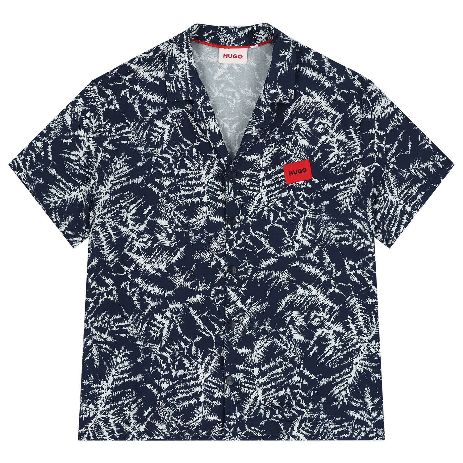 Boys Navy Blue Pine Tree Shirt, 1, hi-res