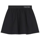 Girls Black Logo Skirt, 1, hi-res