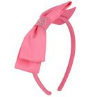 Girls Pink Logo Bow Headband, 1, hi-res
