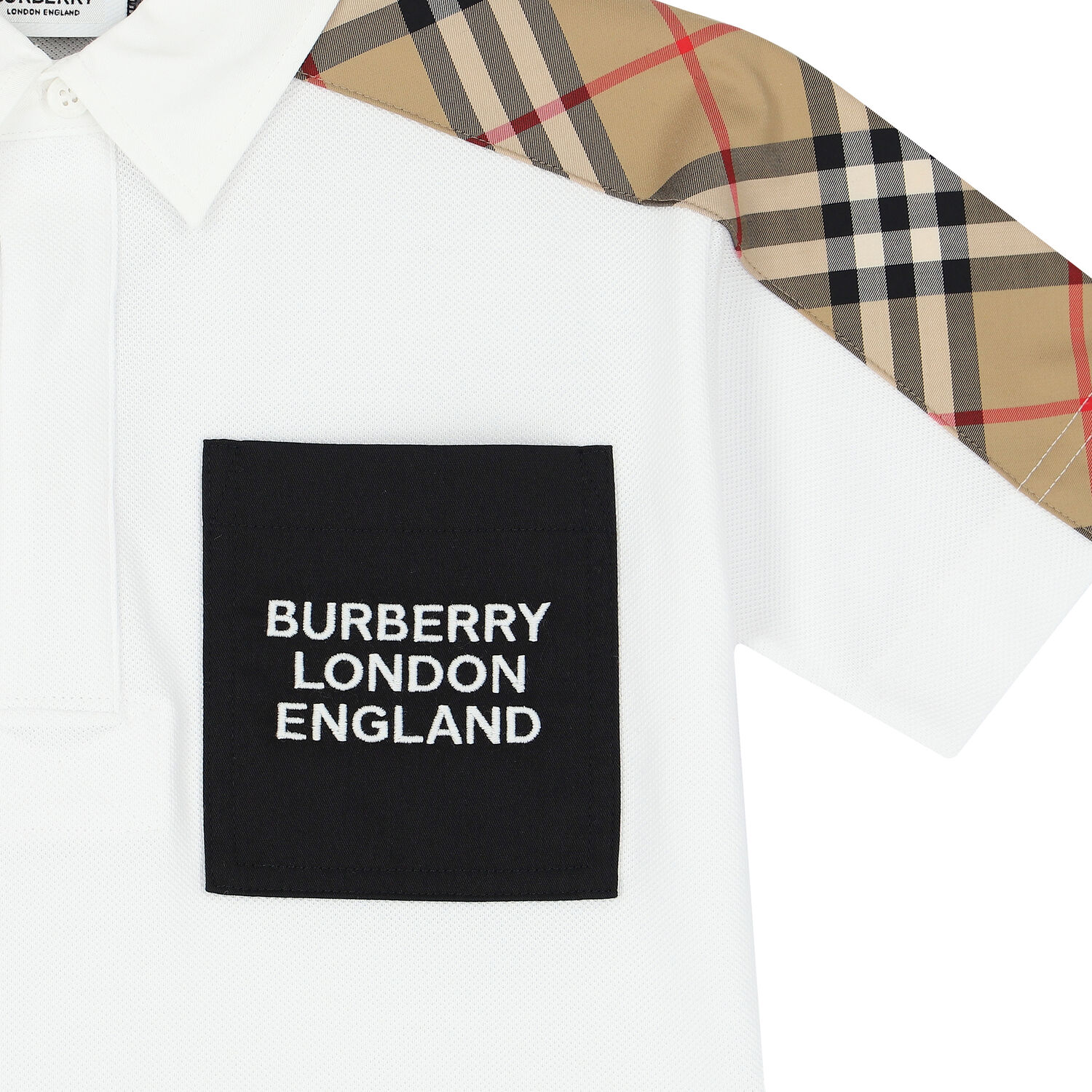 تيشيرت بولو بالشعار باللون الأبيض للأولاد , 1, hi-res