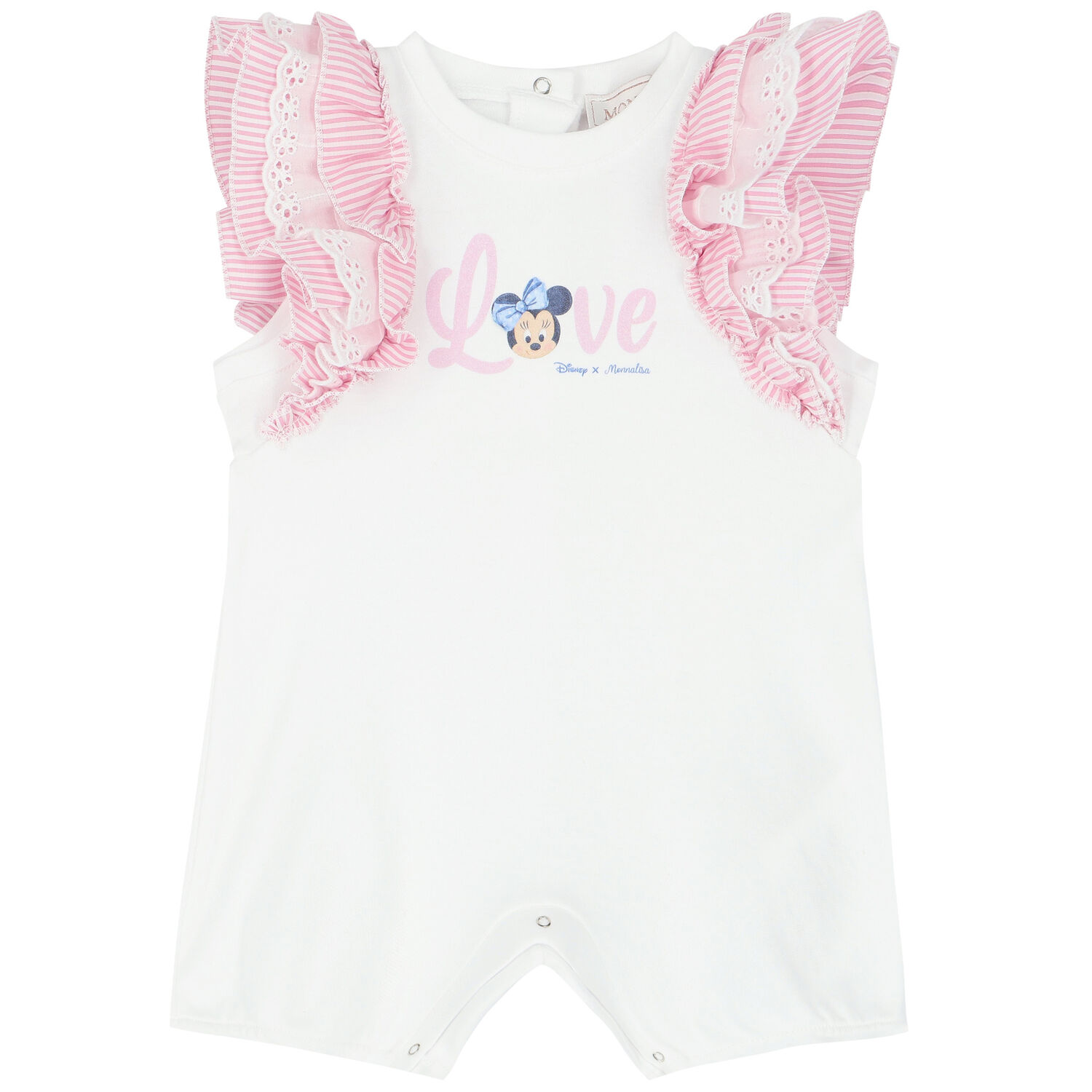 Baby Girls White Minnie Mouse Romper, 1, hi-res
