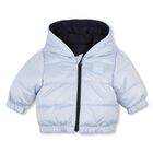 Baby Boys Navy & Blue Reversible Puffer Jacket, 1, hi-res