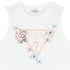 Girls White Logo Butterfly Dress, 3, hi-res