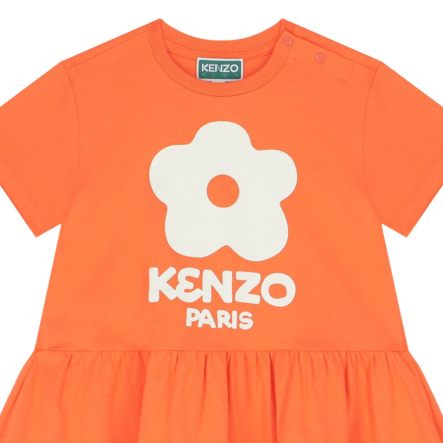Younger Girls Orange Boke Flower Dress, 2, hi-res