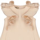 Girls Beige Satin Ruffle Dress, 1, hi-res