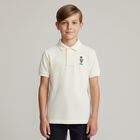 Boys Ivory Piqué Bear Polo Shirt, 1, hi-res