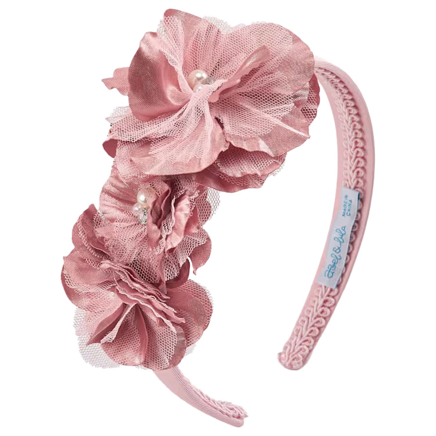 Girls Pink Flower Headband, 1, hi-res