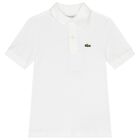 Boys White Logo Polo Shirt, 1, hi-res